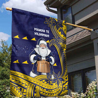 Tokelau Christmas Garden Flag Santa With Tuluma Xmas Tribal Waves - Polynesian Pride