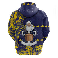 Tokelau Christmas Hoodie Santa With Tuluma Xmas Tribal Waves - Polynesian Pride