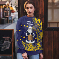 Tokelau Christmas Ugly Christmas Sweater Santa With Tuluma Xmas Tribal Waves - Polynesian Pride