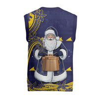 Tokelau Christmas Knitted V-Neck Vest Santa With Tuluma Xmas Tribal Waves - Polynesian Pride