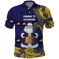 Tokelau Christmas Polo Shirt Santa With Tuluma Xmas Tribal Waves - Polynesian Pride