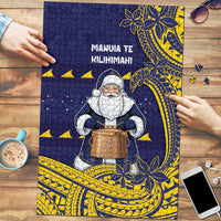 Tokelau Christmas Puzzle Santa With Tuluma Xmas Tribal Waves - Polynesian Pride