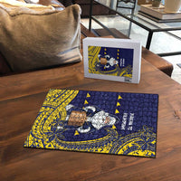 Tokelau Christmas Puzzle Santa With Tuluma Xmas Tribal Waves - Polynesian Pride