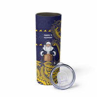 Tokelau Christmas Skinny Tumbler Santa With Tuluma Xmas Tribal Waves - Polynesian Pride
