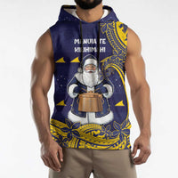 Tokelau Christmas Sleeveless Hoodie Santa With Tuluma Xmas Tribal Waves - Polynesian Pride