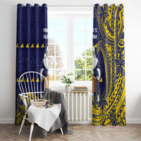 Tokelau Christmas Window Curtain Santa With Tuluma Xmas Tribal Waves - Polynesian Pride