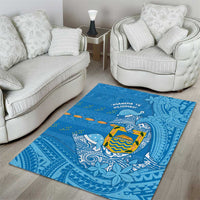 Tuvalu Christmas Area Rug Dolphins Santa Xmas Tribal Waves - Polynesian Pride