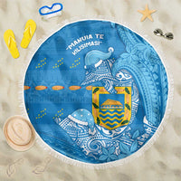 Tuvalu Christmas Beach Blanket Dolphins Santa Xmas Tribal Waves - Polynesian Pride