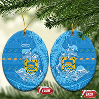 Tuvalu Christmas Ceramic Ornament Dolphins Santa Xmas Tribal Waves - Polynesian Pride