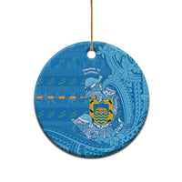 Tuvalu Christmas Ceramic Ornament Dolphins Santa Xmas Tribal Waves - Polynesian Pride