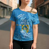 Tuvalu Christmas Cross Shoulder Shirt Dolphins Santa Xmas Tribal Waves DT05 - Polynesian Pride