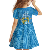 Tuvalu Christmas Family Matching Off Shoulder Short Dress and Hawaiian Shirt Dolphins Santa Xmas Tribal Waves - Polynesian Pride