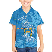 Tuvalu Christmas Family Matching Off Shoulder Short Dress and Hawaiian Shirt Dolphins Santa Xmas Tribal Waves - Polynesian Pride