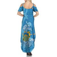 Tuvalu Christmas Family Matching Summer Maxi Dress and Hawaiian Shirt Dolphins Santa Xmas Tribal Waves - Polynesian Pride