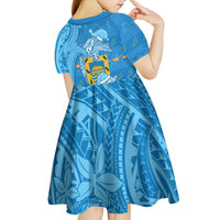 Tuvalu Christmas Kid Short Sleeve Dress Dolphins Santa Xmas Tribal Waves DT05 - Polynesian Pride