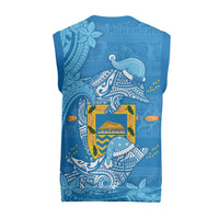 Tuvalu Christmas Knitted V-Neck Vest Dolphins Santa Xmas Tribal Waves - Polynesian Pride