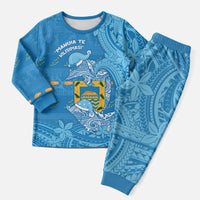 Tuvalu Christmas Pajama Set Dolphins Santa Xmas Tribal Waves - Polynesian Pride