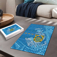 Tuvalu Christmas Puzzle Dolphins Santa Xmas Tribal Waves - Polynesian Pride