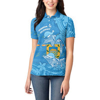 Tuvalu Christmas Women Polo Shirt Dolphins Santa Xmas Tribal Waves - Polynesian Pride