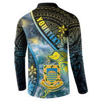 Personalised Tuvalu Button Sweatshirt Dolphin On The Waves