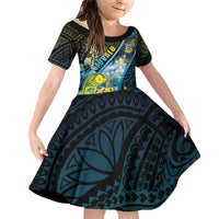 Personalised Tuvalu Family Matching Off Shoulder Short Dress and Hawaiian Shirt Dolphin On The Waves