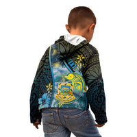 Personalised Tuvalu Kid Hoodie Dolphin On The Waves