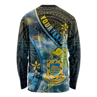 Personalised Tuvalu Long Sleeve Shirt Dolphin On The Waves