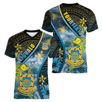 Personalised Tuvalu Women V-Neck T-Shirt Dolphin On The Waves