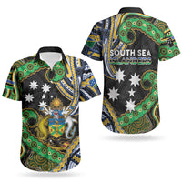 South Sea Islanders And Solomon Islands Couples Matching Off The Shoulder Long Sleeve Dress and Hawaiian Shirt Solomons Coat Of Arms And Southern Cross DT05 - Polynesian Pride