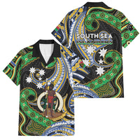 South Sea Islanders And Vanuatu Family Matching Summer Maxi Dress and Hawaiian Shirt Boar Tusk Warrior Southern Tribal Pattern DT05 Dad's Shirt - Short Sleeve Black - Polynesian Pride