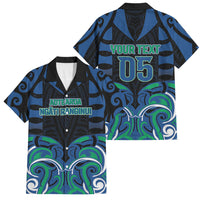 Custom Aotearoa Ngati Ranginui Family Matching Mermaid Dress and Hawaiian Shirt New Zealand Traditional Maori Pattern DT05 Dad's Shirt - Short Sleeve Navy - Polynesian Pride