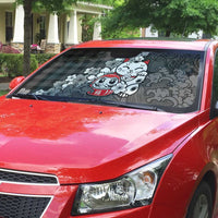 Black Palaka Hawaiian And Japanese Auto Sun Shade Maneki Neko And Sakura Bloom