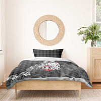 Black Palaka Hawaiian And Japanese Bedding Set Maneki Neko And Sakura Bloom