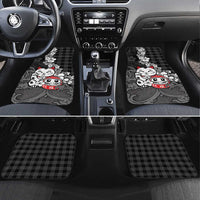 Black Palaka Hawaiian And Japanese Car Mats Maneki Neko And Sakura Bloom DT05 Set 4pcs Black - Polynesian Pride