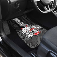 Black Palaka Hawaiian And Japanese Car Mats Maneki Neko And Sakura Bloom DT05 - Polynesian Pride