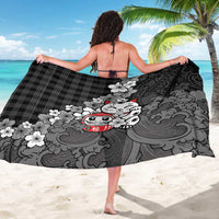 Black Palaka Hawaiian And Japanese Sarong Maneki Neko And Sakura Bloom