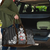 Black Palaka Hawaiian And Japanese Travel Bag Maneki Neko And Sakura Bloom DT05 - Polynesian Pride