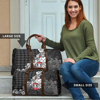 Black Palaka Hawaiian And Japanese Travel Bag Maneki Neko And Sakura Bloom DT05 - Polynesian Pride