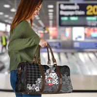 Black Palaka Hawaiian And Japanese Travel Bag Maneki Neko And Sakura Bloom DT05 - Polynesian Pride