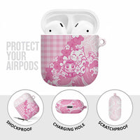 Pink Palaka Hawaiian And Japanese AirPods Case Maneki Neko And Sakura Bloom