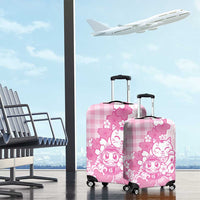 Pink Palaka Hawaiian And Japanese Luggage Cover Maneki Neko And Sakura Bloom