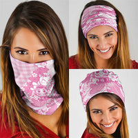 Pink Palaka Hawaiian And Japanese Neck Gaiter Maneki Neko And Sakura Bloom DT05 - Polynesian Pride
