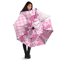 Pink Palaka Hawaiian And Japanese Umbrella Maneki Neko And Sakura Bloom