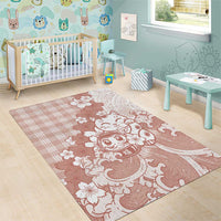 Beige Palaka Hawaiian And Japanese Area Rug Maneki Neko And Sakura Bloom