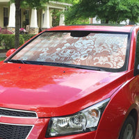 Beige Palaka Hawaiian And Japanese Auto Sun Shade Maneki Neko And Sakura Bloom
