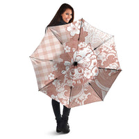 Beige Palaka Hawaiian And Japanese Umbrella Maneki Neko And Sakura Bloom