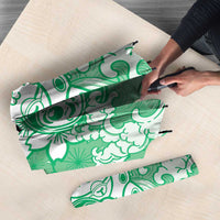 Green Palaka Hawaiian And Japanese Umbrella Maneki Neko And Sakura Bloom