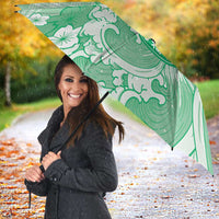 Green Palaka Hawaiian And Japanese Umbrella Maneki Neko And Sakura Bloom