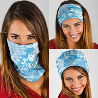 Blue Palaka Hawaiian And Japanese Neck Gaiter Maneki Neko And Sakura Bloom DT05 - Polynesian Pride