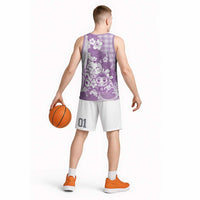 Purple Palaka Hawaiian And Japanese Basketball Jersey Maneki Neko And Sakura Bloom DT05 - Polynesian Pride
